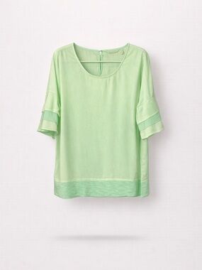 Soft Surroundings Light Green Neon Ruffle Sleeve Top Size L